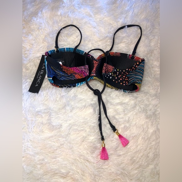 La Blanca Colorful Patterned Bandeau Bikini Top size 6 - Picture 8 of 16